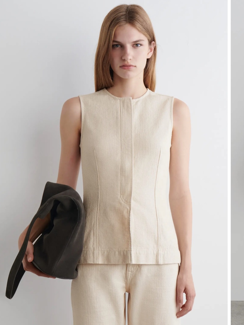 NWT COS Sleeveless Denim Top in Off-White